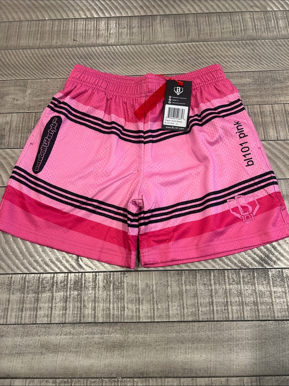 Girls' Pink Active Mesh Shorts with Black Stripe Accents